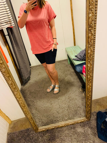 Soft Cotton Navy Biker Shorts w/ Phone Pocket