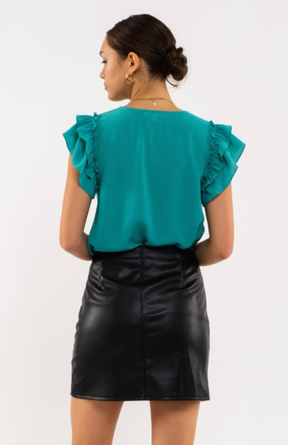 Double Ruffle Sleeve Top
