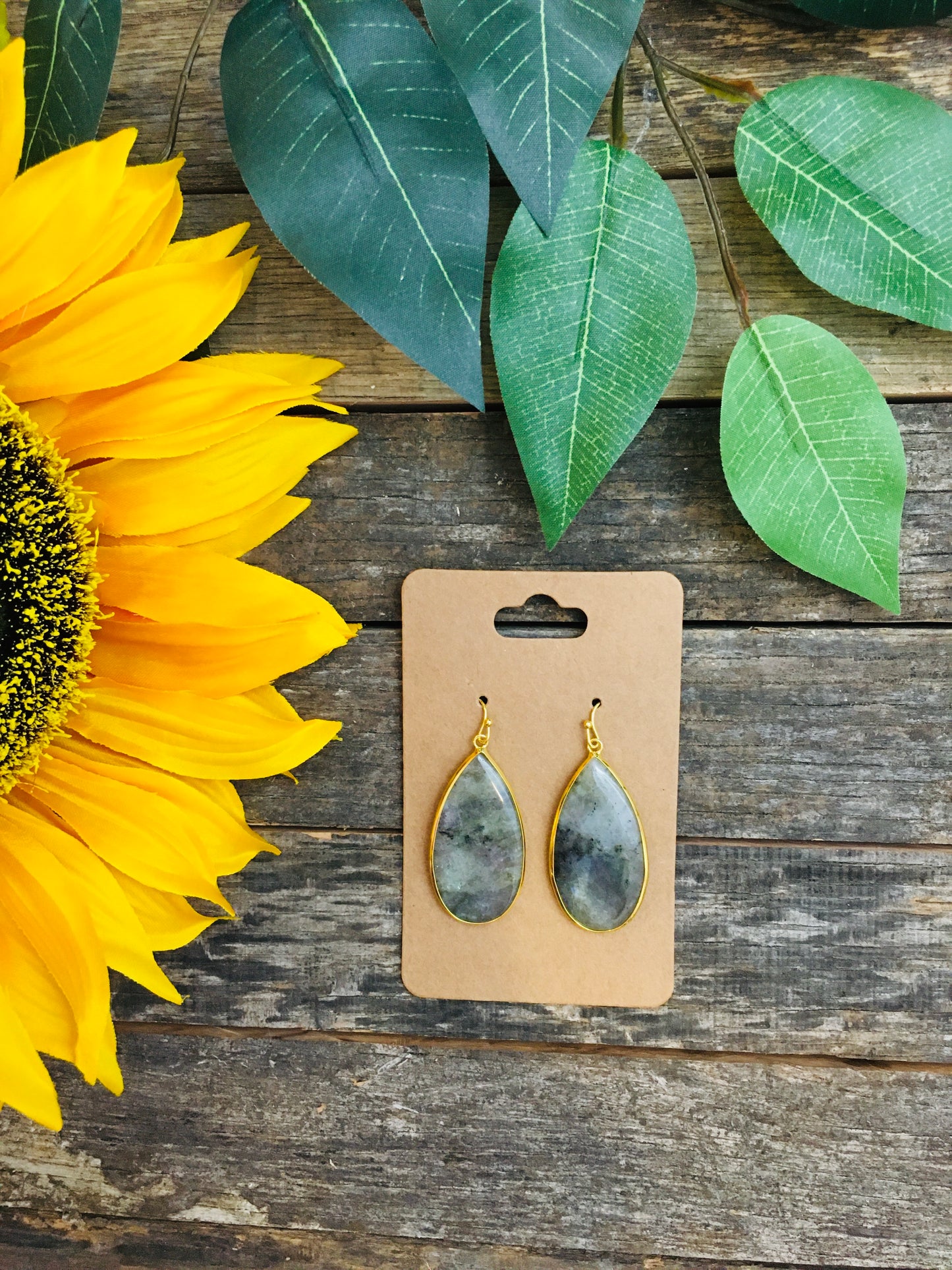 Teardrop Gray Marbled Earrings - BB