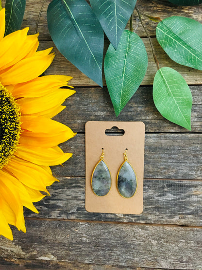 Teardrop Gray Marbled Earrings - BB