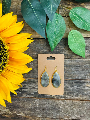 Teardrop Gray Marbled Earrings - BB