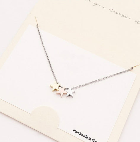 Triple Star Pendant Necklace