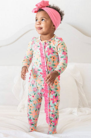 Spring Fling Snuggly Ruffled Footed Pajamas- Kids