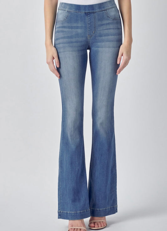 Cello Mid Rise Flare Medium Denim Jeans