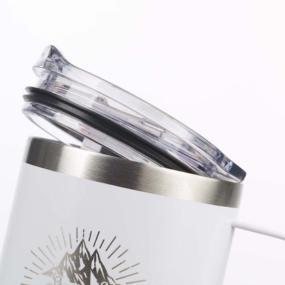 White Travel Mug Strong & Courageous