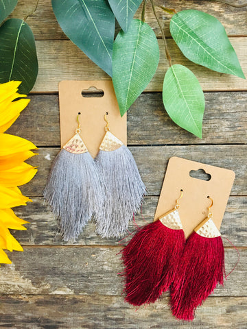 Marquee Tassel Earrings - Wine or Gray - BB