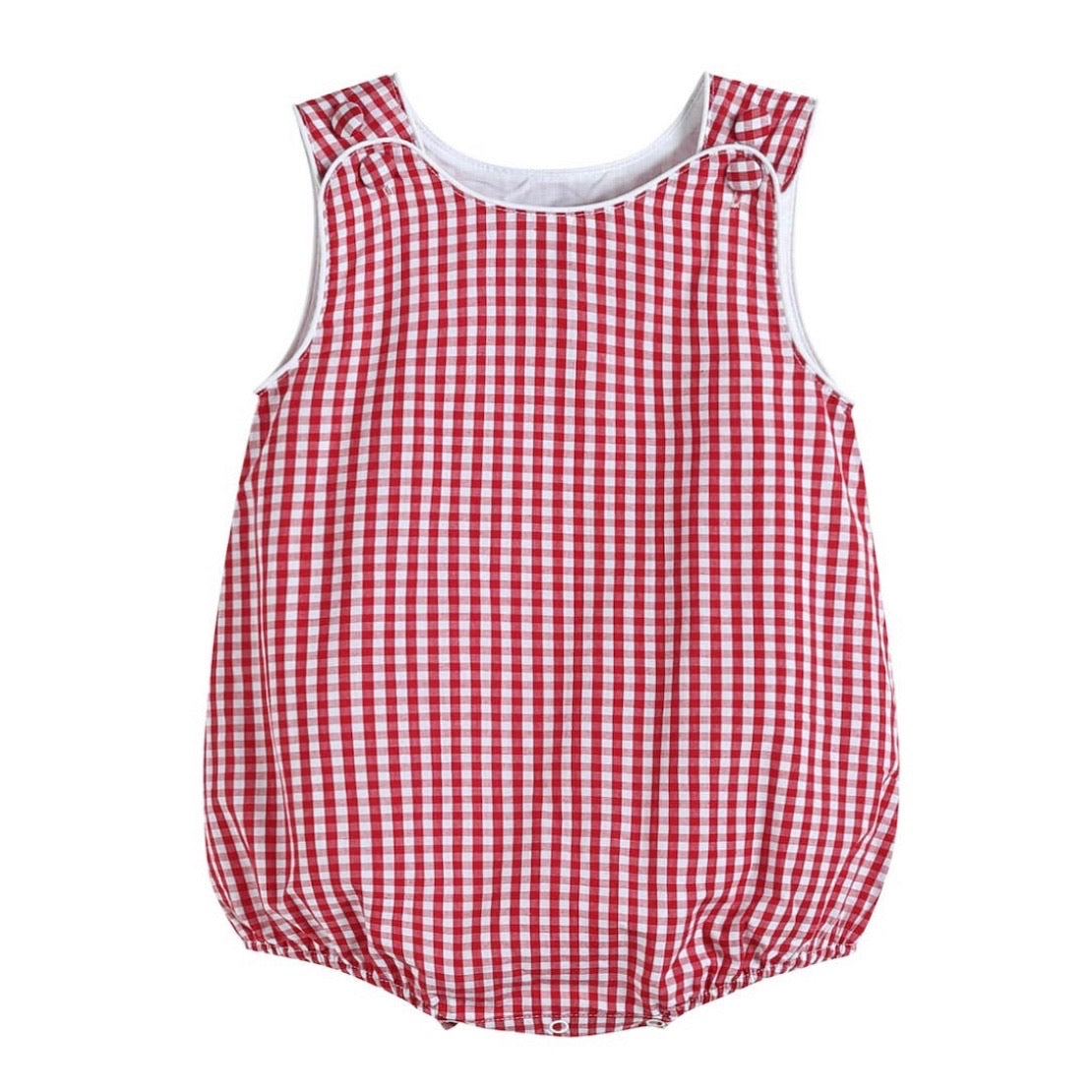 Basic Red Gingham Bubble Romper- Kids