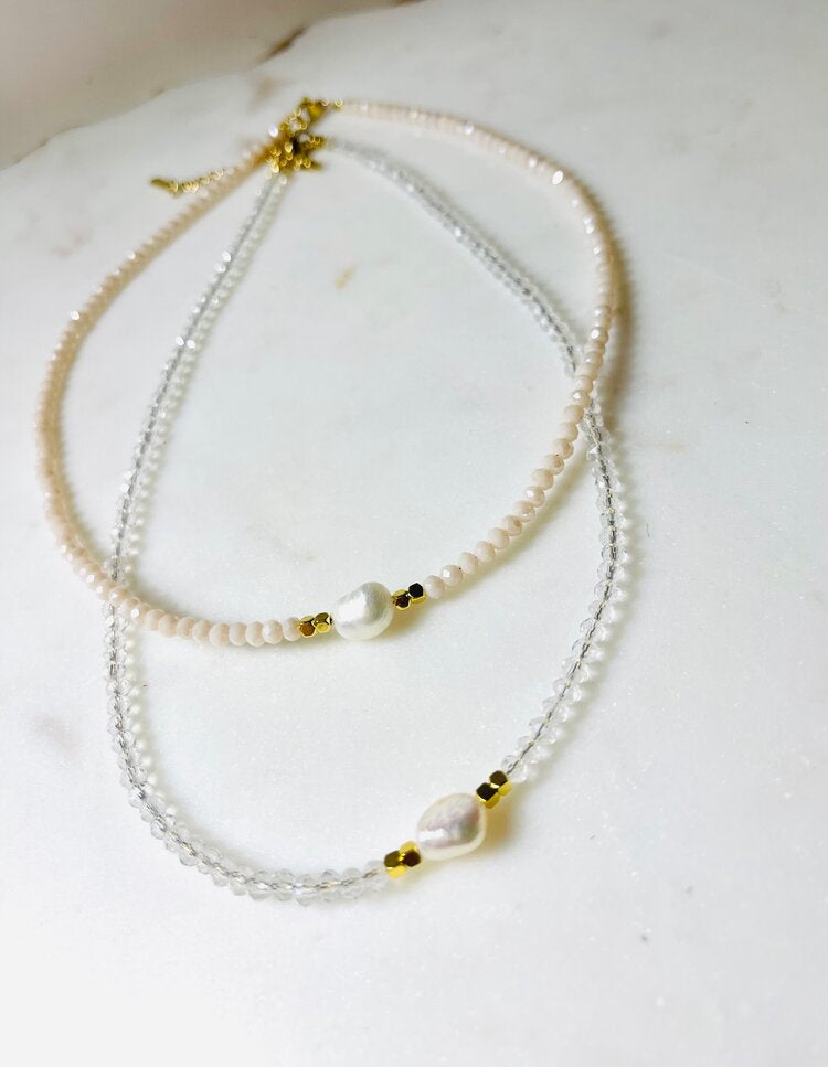 Beaded Pearl Choker Necklace