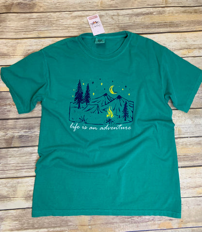 Grass Green Life Is an Adventure Tee
