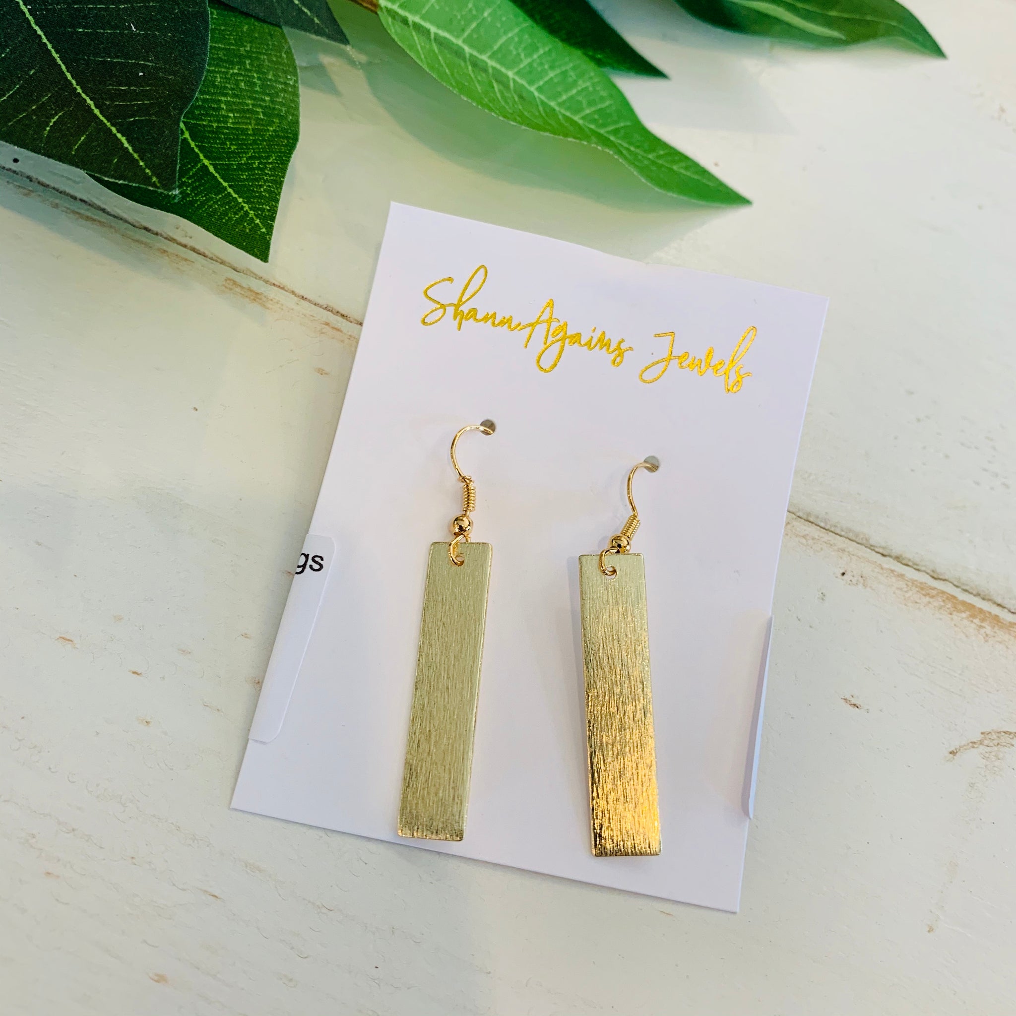 Brushed Gold Earrings- Rectangle