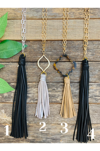 Long Chain Necklace with Tassel Pendant - BB