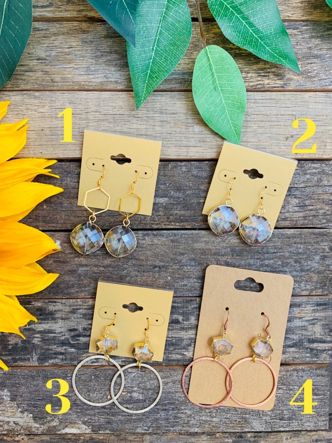 Faceted Glass Crystal Earrings - BB