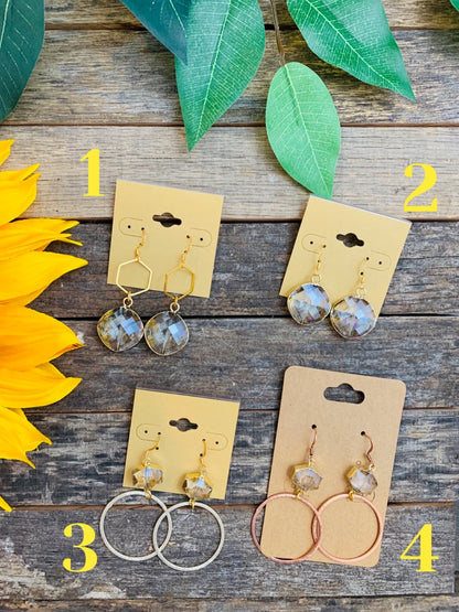 Faceted Glass Crystal Earrings - BB