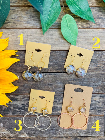 Faceted Glass Crystal Earrings - BB