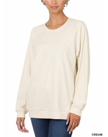 Cream Raglan Sleeve Round Neck Pullover