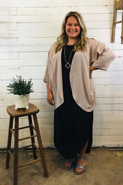 Mocha Woven Chiffon Kimono Cardigan