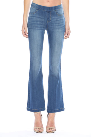 Medium Wash Denim Mid Rise Flare Jeggings