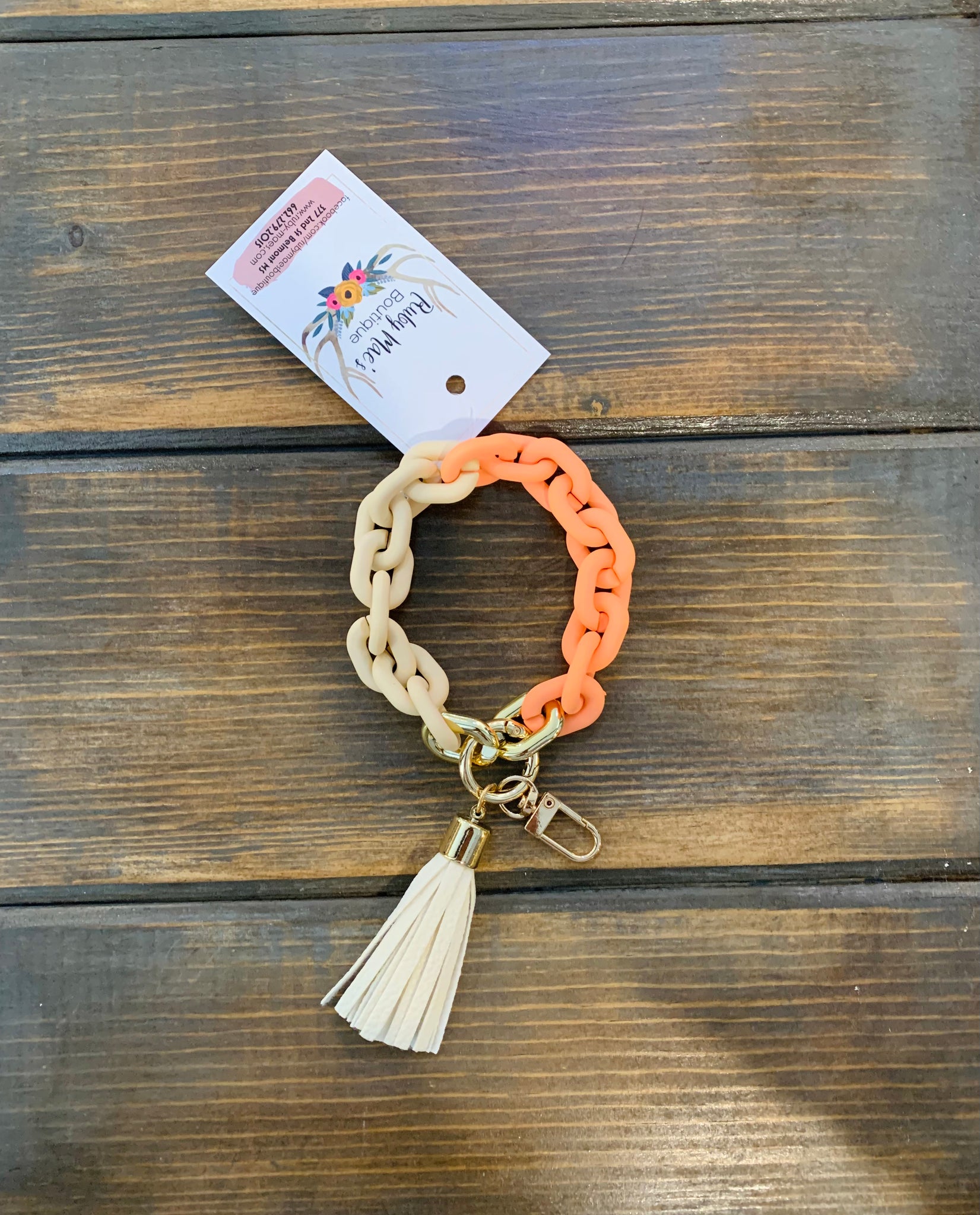 Boho Acrylic Chain Link Bracelet Keychain