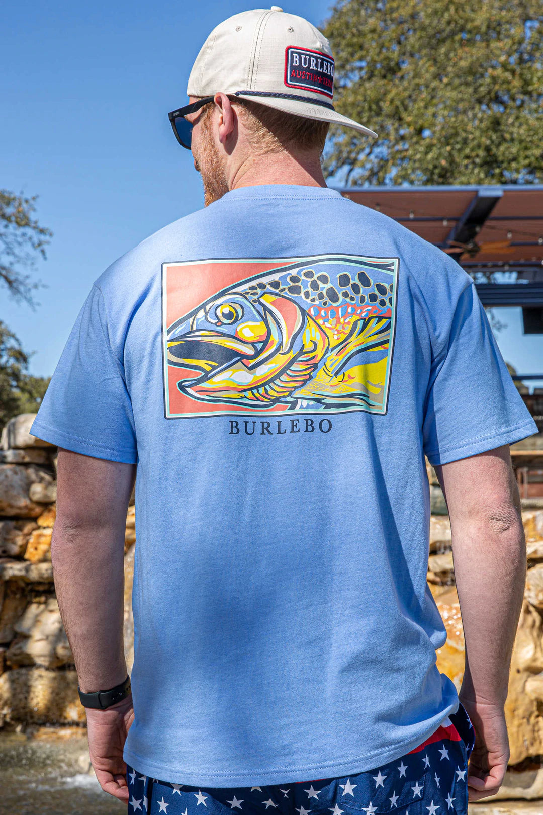 Heather Periwinkle Colorful Trout Short Sleeve