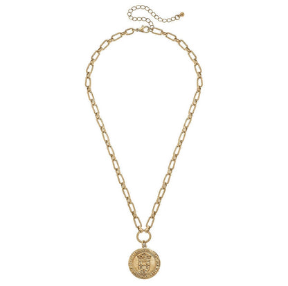 French Coin Pendant Necklace