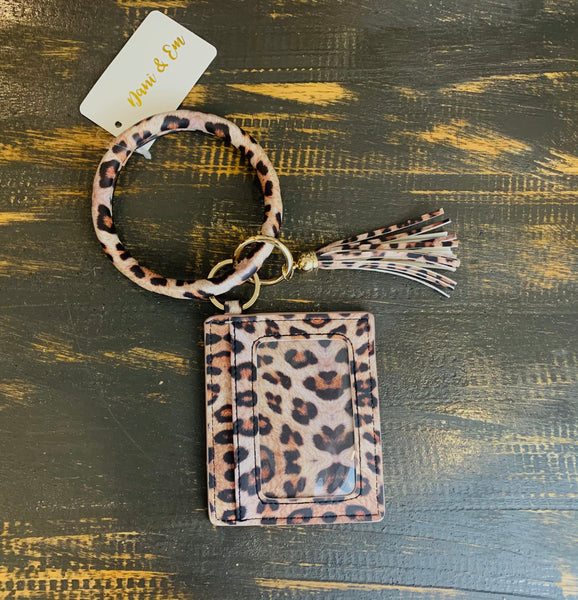 Patterned Wallet Holder w/ Leopard Key Ring Bangle