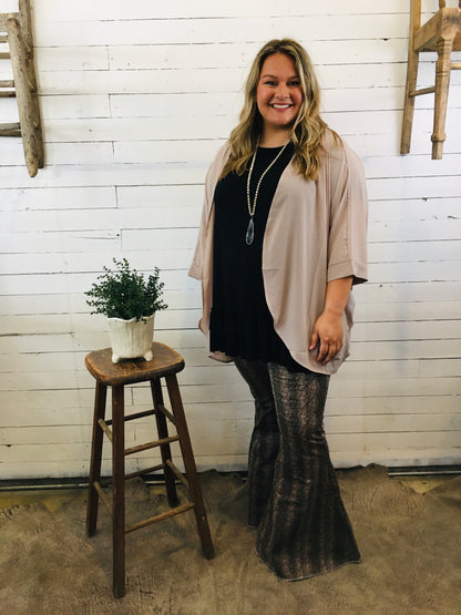 L & B Snake Print Full Length Flare Jeans