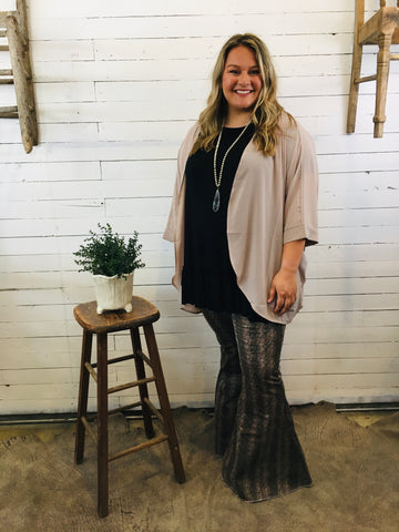 L & B Snake Print Full Length Flare Jeans