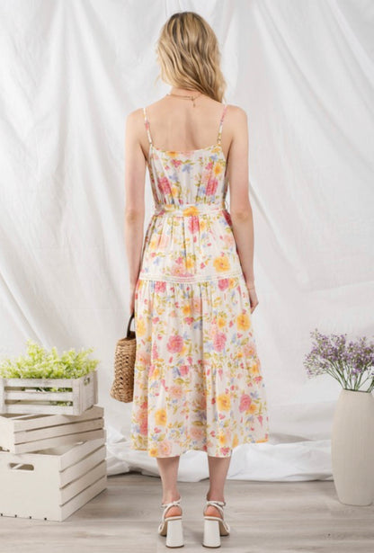 Lace Floral Midi Dress