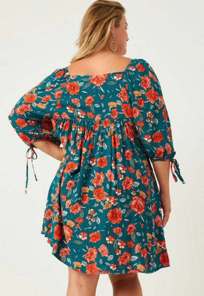 Evergreen Red Floral Short Dress