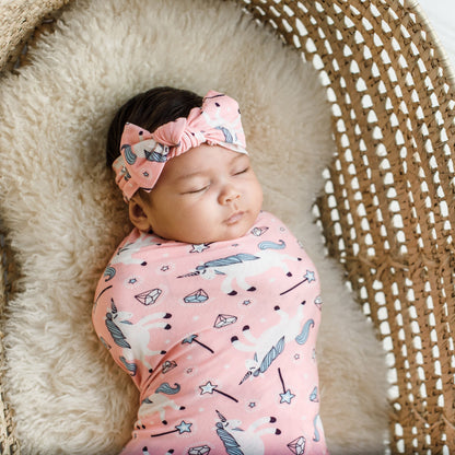 Little Sleepies Unicorn Bamboo Swaddle & Headband Set