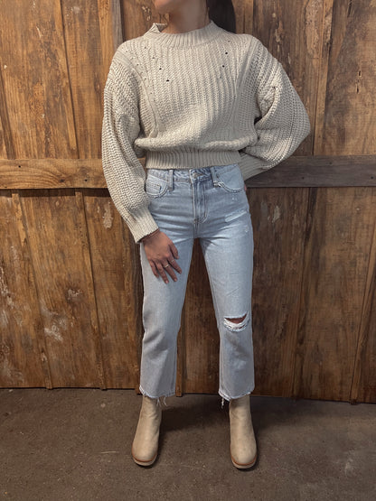Light Wash Vintage Distressed Crop Jeans