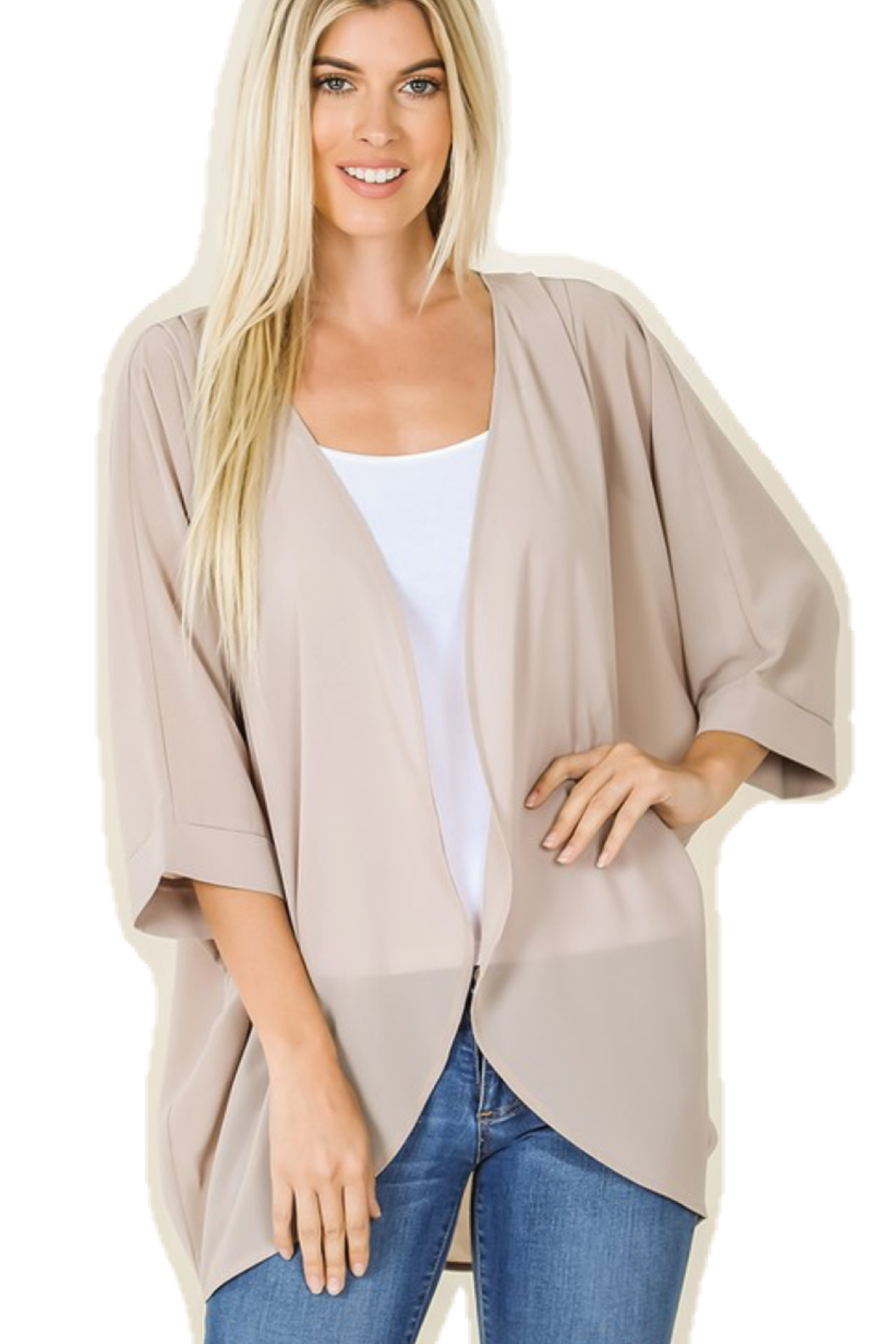 Mocha Woven Chiffon Kimono Cardigan