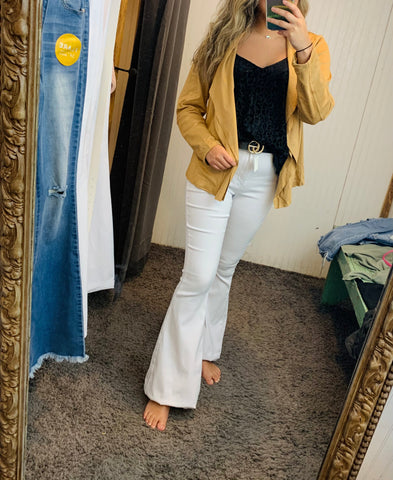 Camel Faux Suede Flowy Blazer