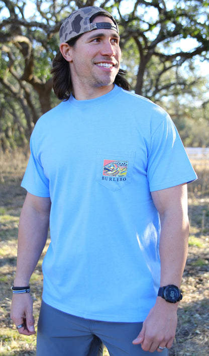 Heather Periwinkle Colorful Trout Short Sleeve