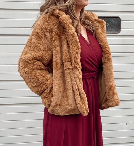 Camel Faux Fur Coat