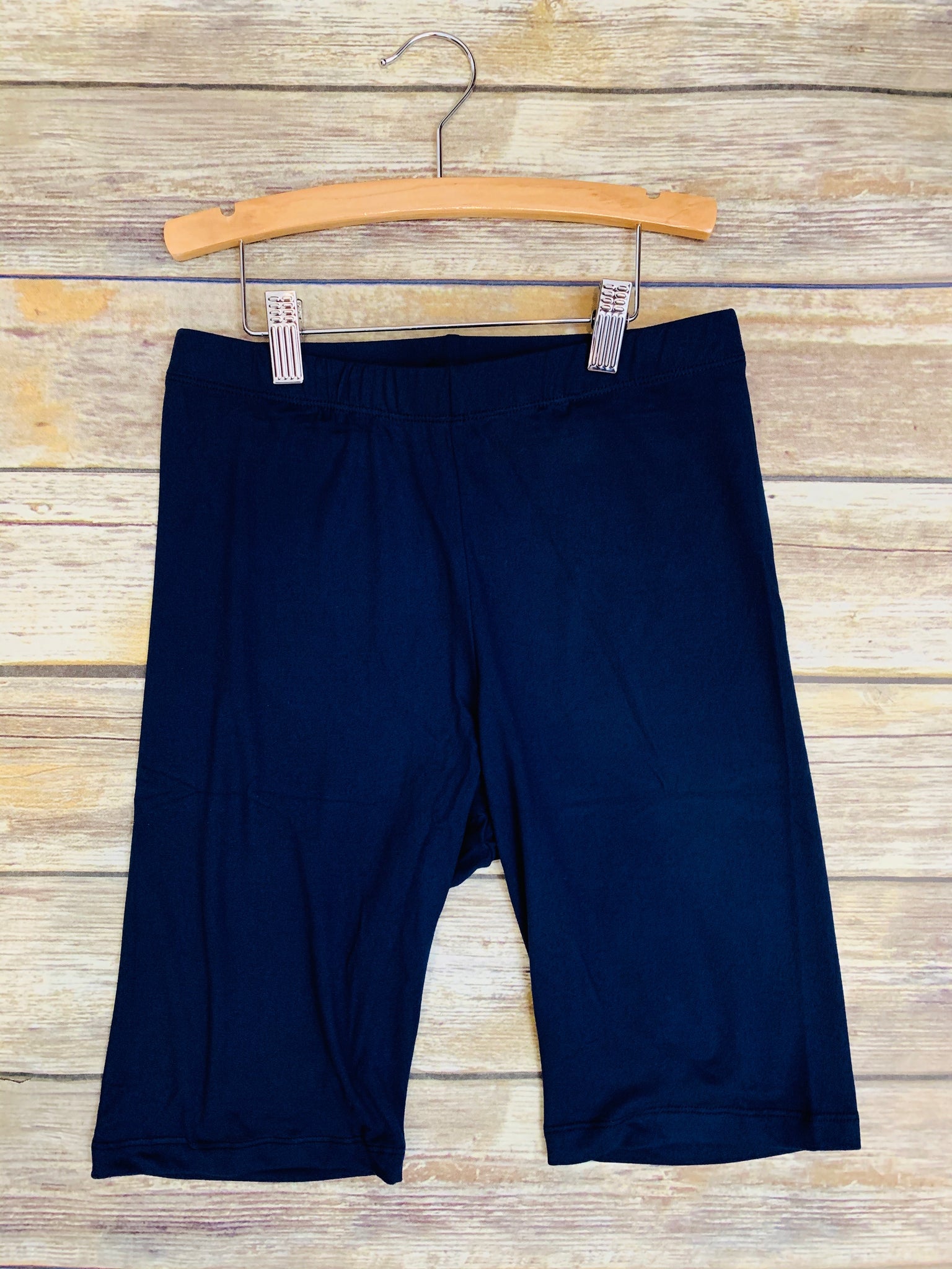 Navy Cotton Biker Shorts - Peach Skin Fabric