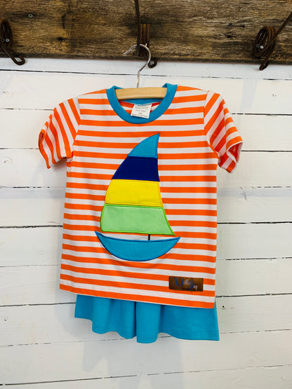 Orange and Blue Sailboat Set- Kids