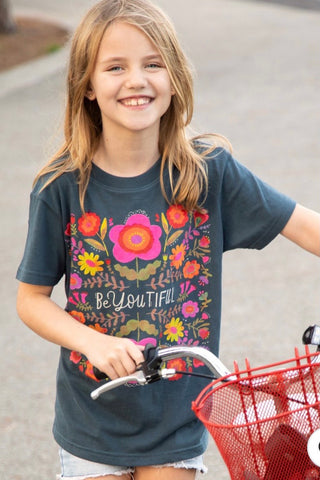 Girls Dark Grey BeYOUtiful Comfy Tee