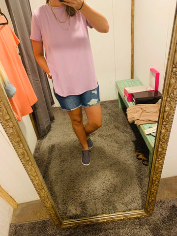 Lavender Butter Soft Round Neck Top