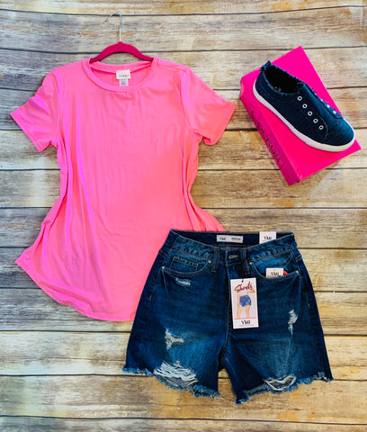 Pink Butter Soft Round Neck Top