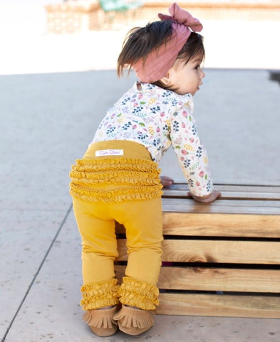 Golden Yellow Ruffle Leggings- Kids