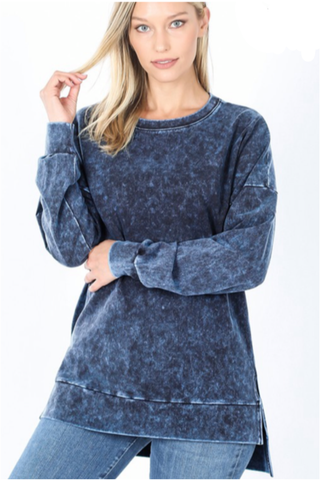 Navy Mineral Wash Sweatshirt