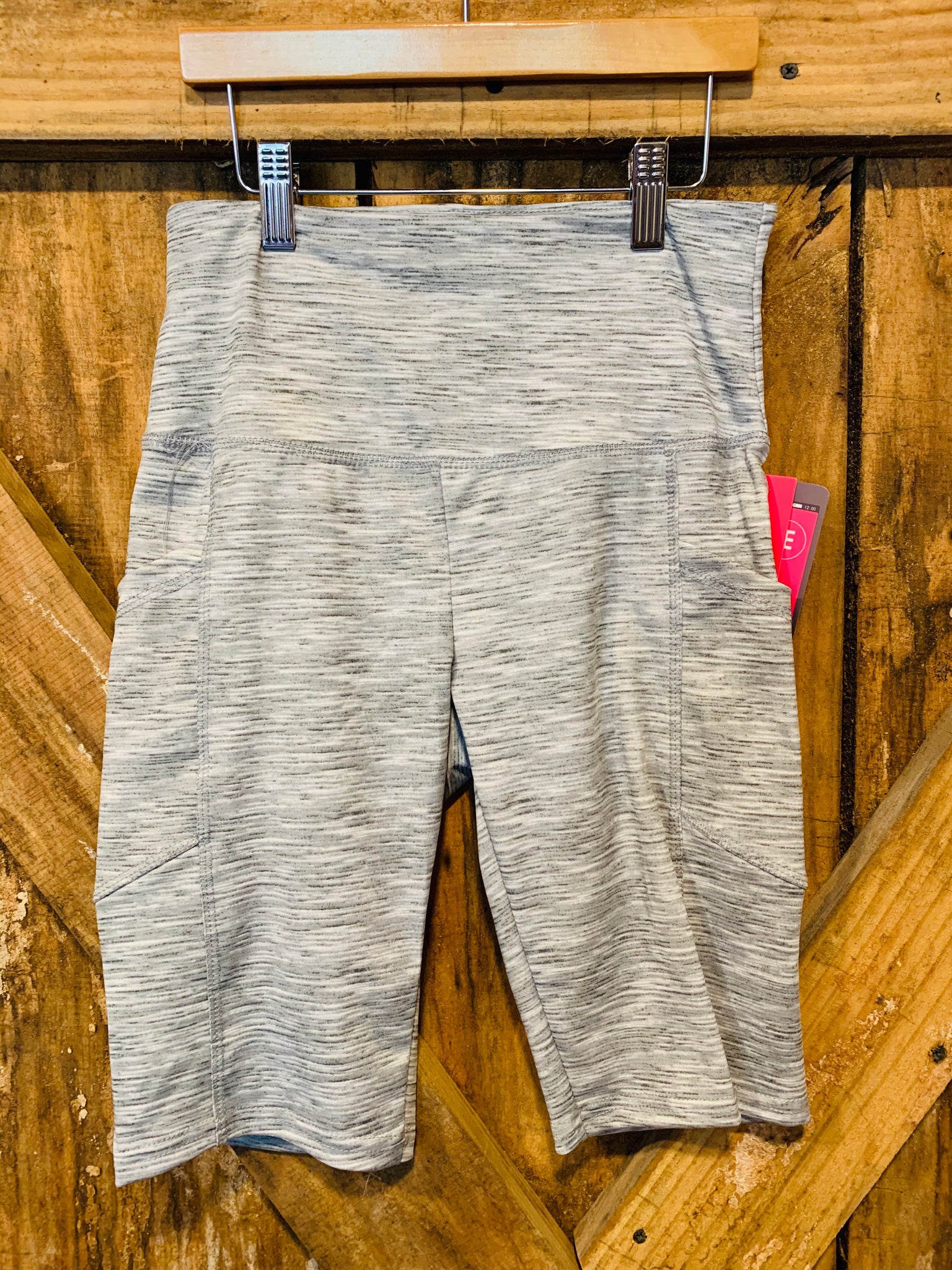 Light Gray Heathered Biker Shorts with Pockets