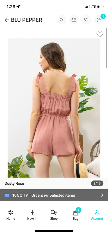Dusty Rose Sleeveless Solid Romper