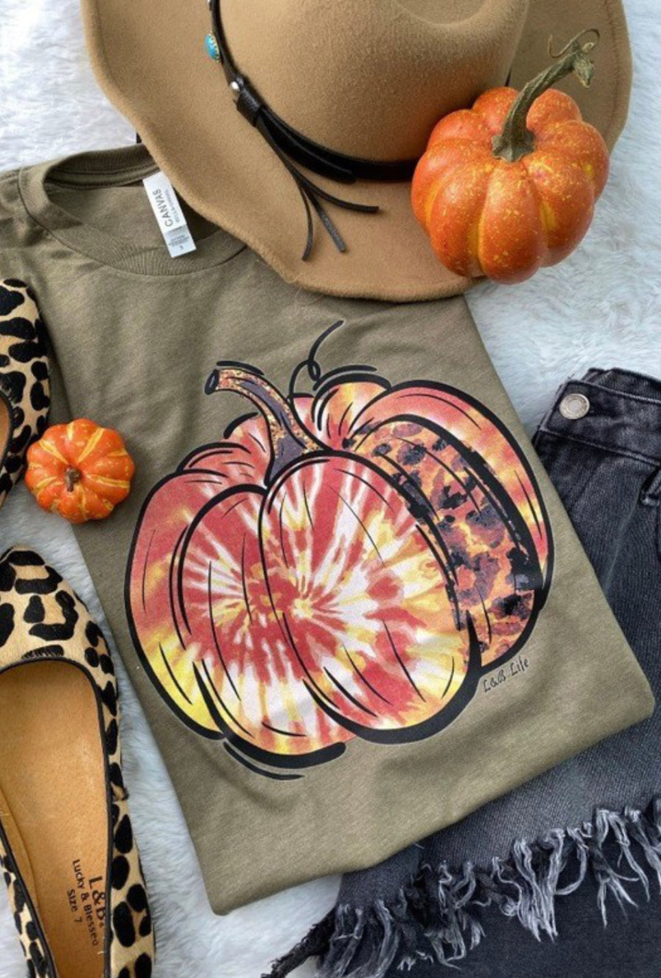 Olive Green Tie Dye Pumpkin Tee