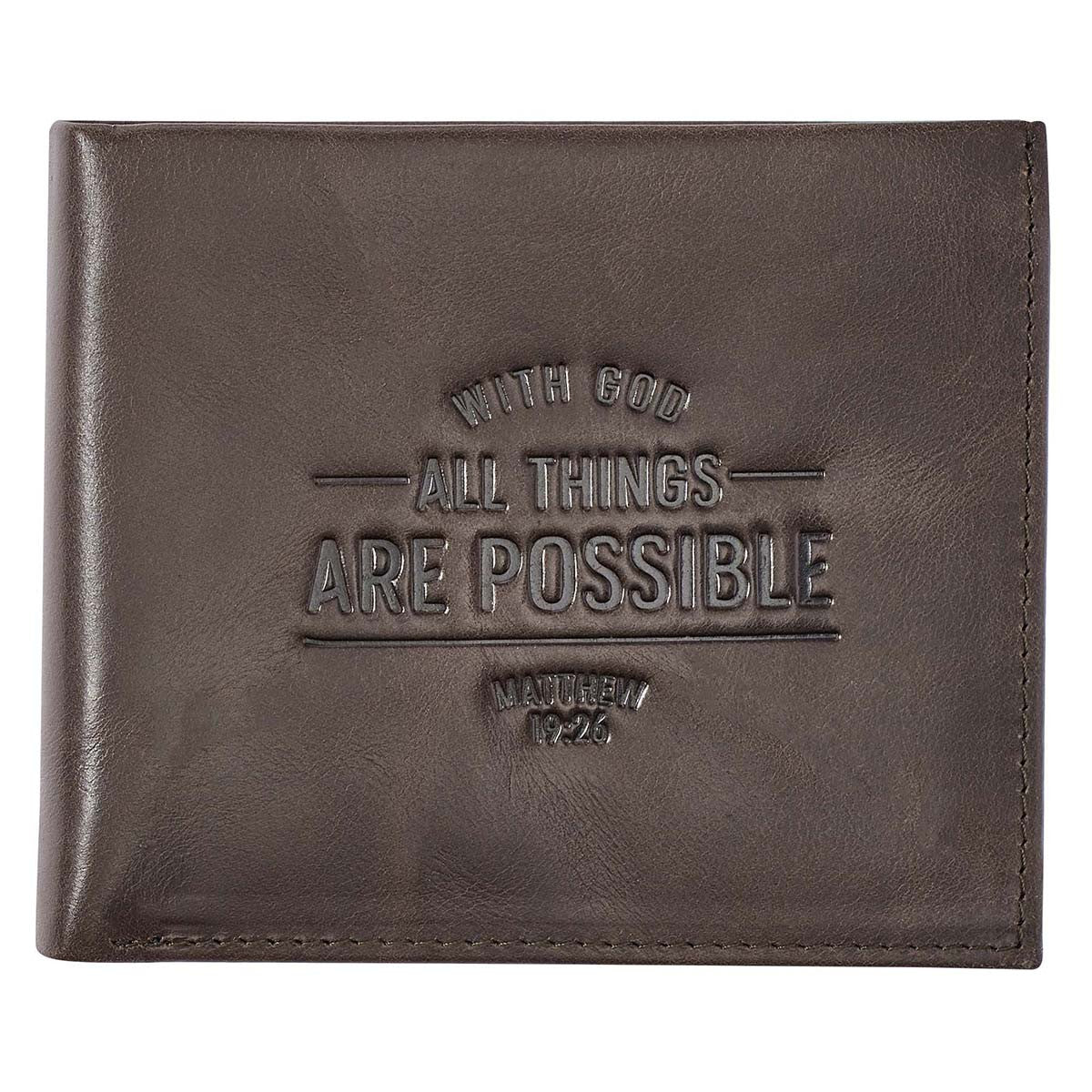 Matthew 19:26 Genuine Leather Wallet