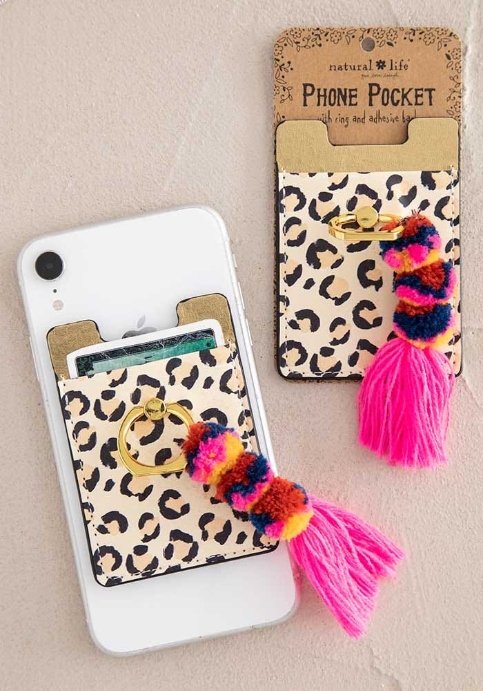 Natural Life Cheetah Tassel Phone Pocket Ring