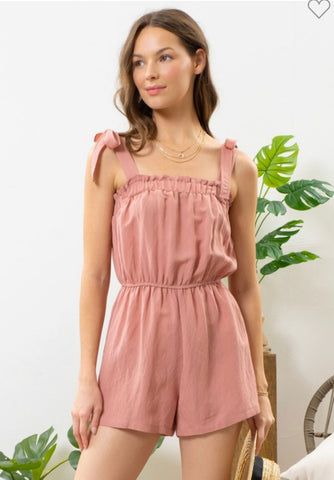 Dusty Rose Sleeveless Solid Romper