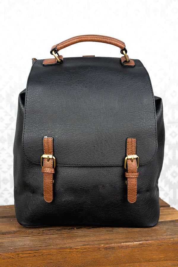 Faux Leather Satchel Backpack