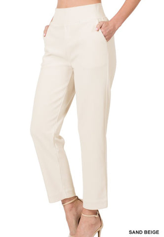 Sand Beige Pull On Dress Pants